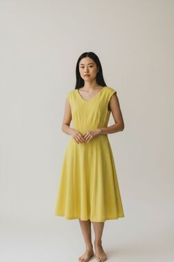 Talbot Runhof V-Neck A-Line Dress in Yellow NWT Size 10